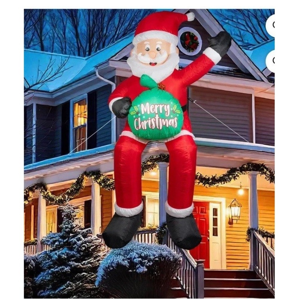 6FT Christmas Inflatable Outdoor Decoration, Sitting Santa Giant Christmas Inf